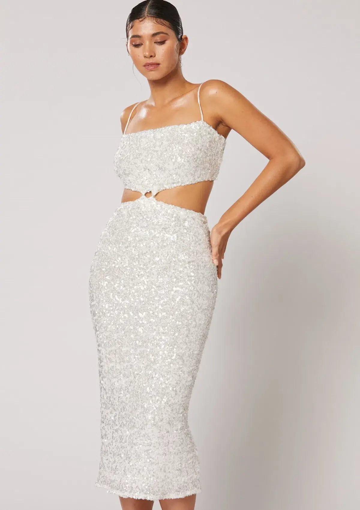 Winona Asha Ring Dress White Sequin Size 10 photo 3