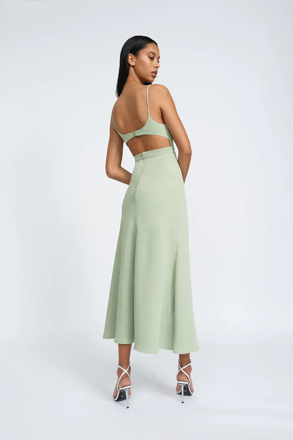 By Johnny Callia Wire Midi Dress Green Size 10 photo 3