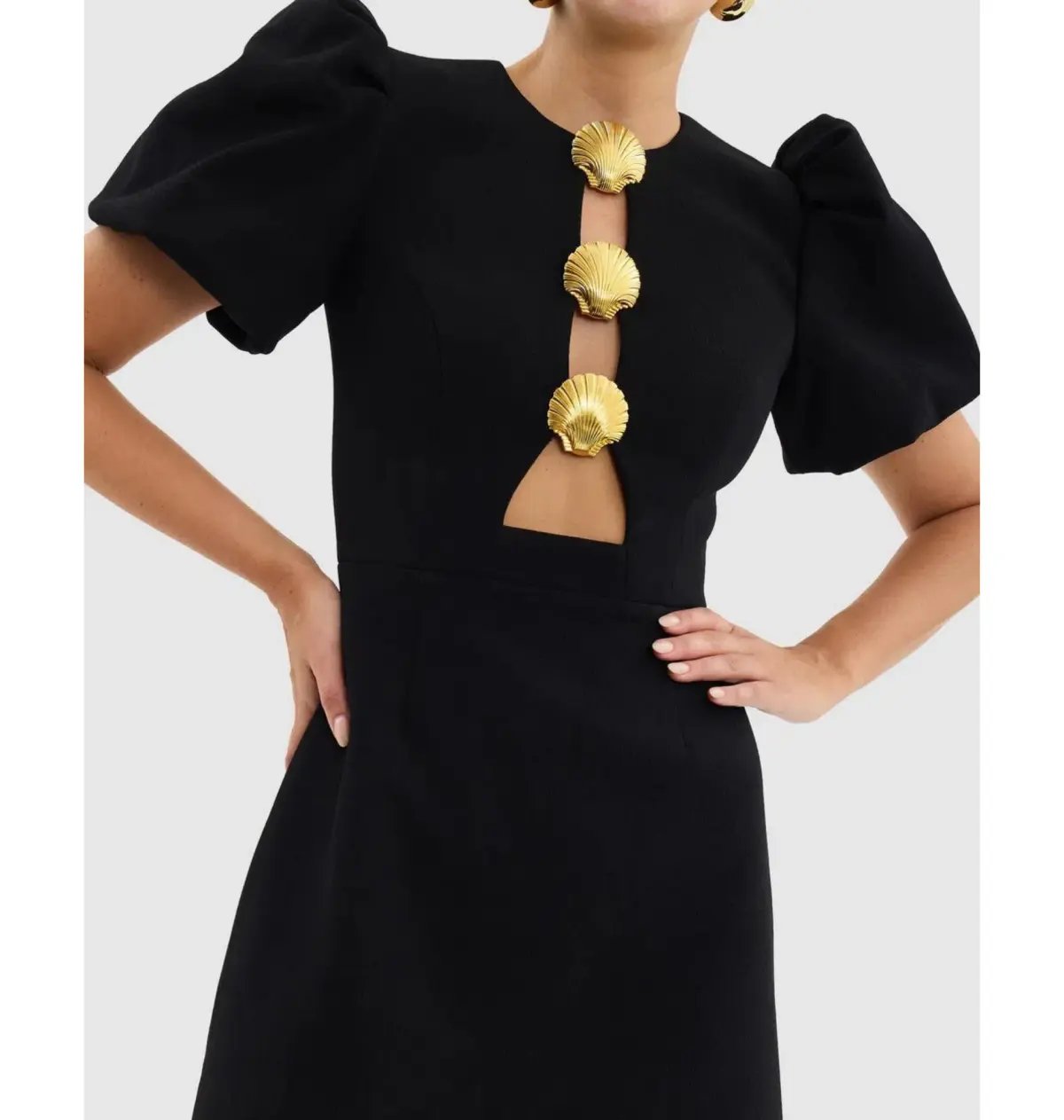 Rebecca Vallance Sirene Puff Sleeve Mini Dress Black Size AU 6 photo 3
