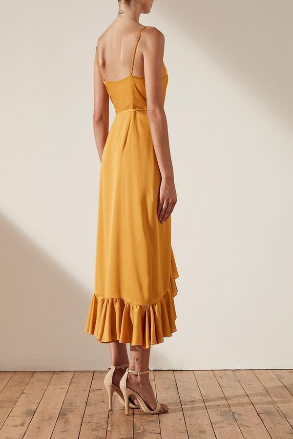 Shona Joy Oro Wrap Midi Dress Yellow Size 10 photo 2