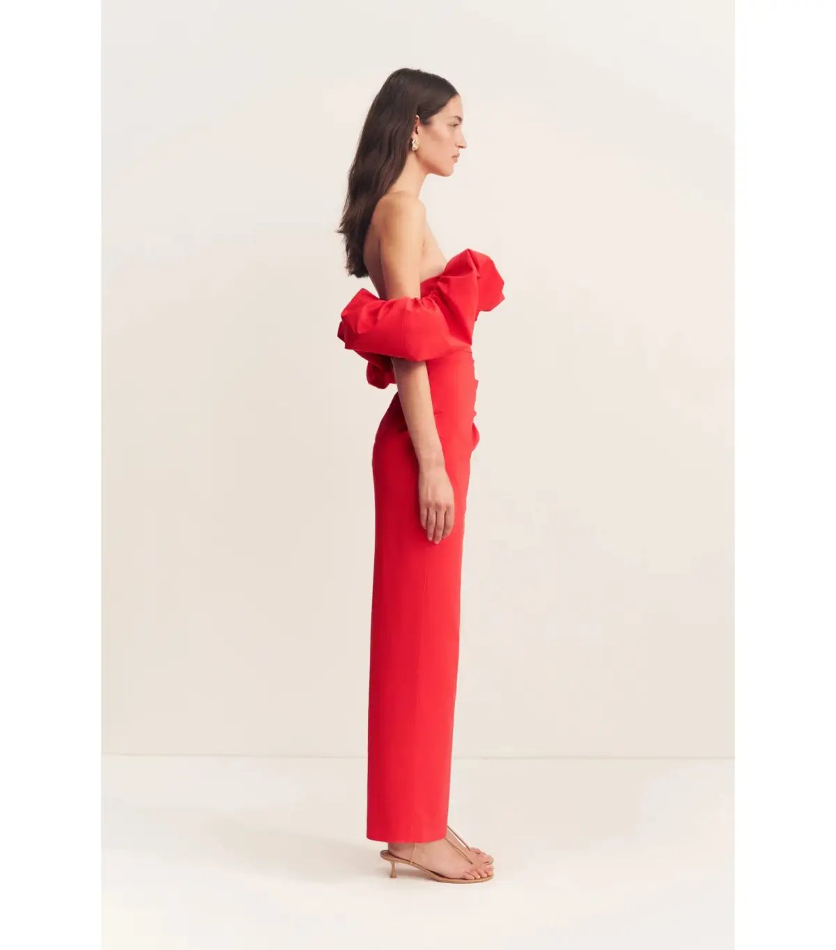 Shona Joy Campbell Off Shoulder Bubble Maxi Dress Goji Size AU 8 photo 4