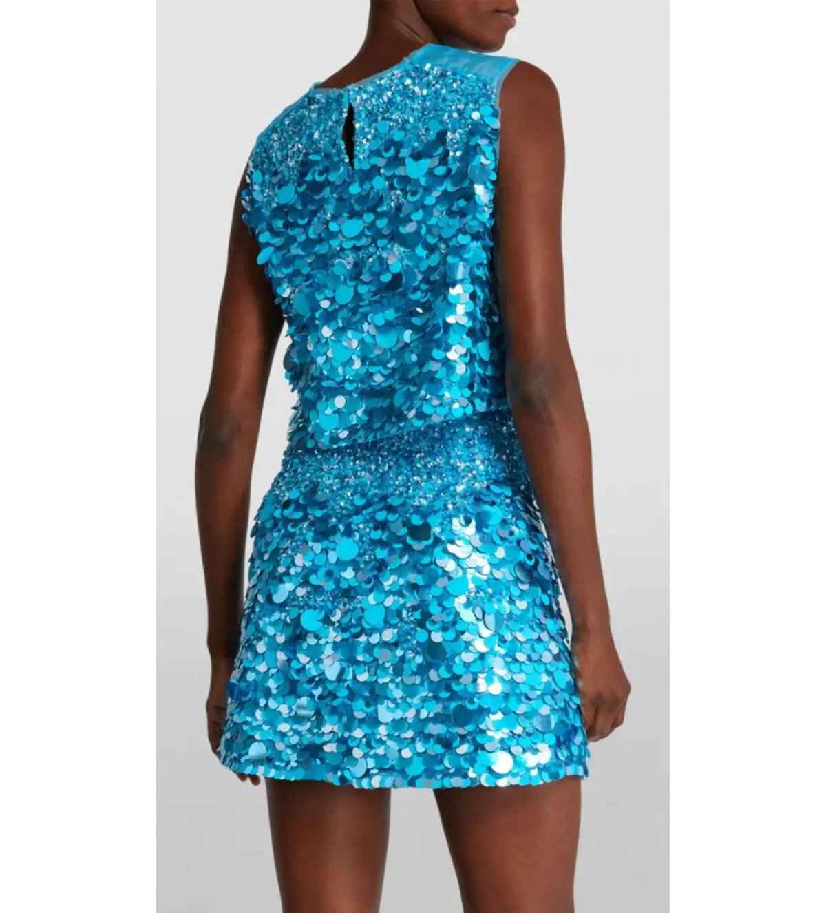 Aje Celeste Sequin Shell Top and Cherie Sequin Mini Skirt Set Azure Blue Size 8 photo 3