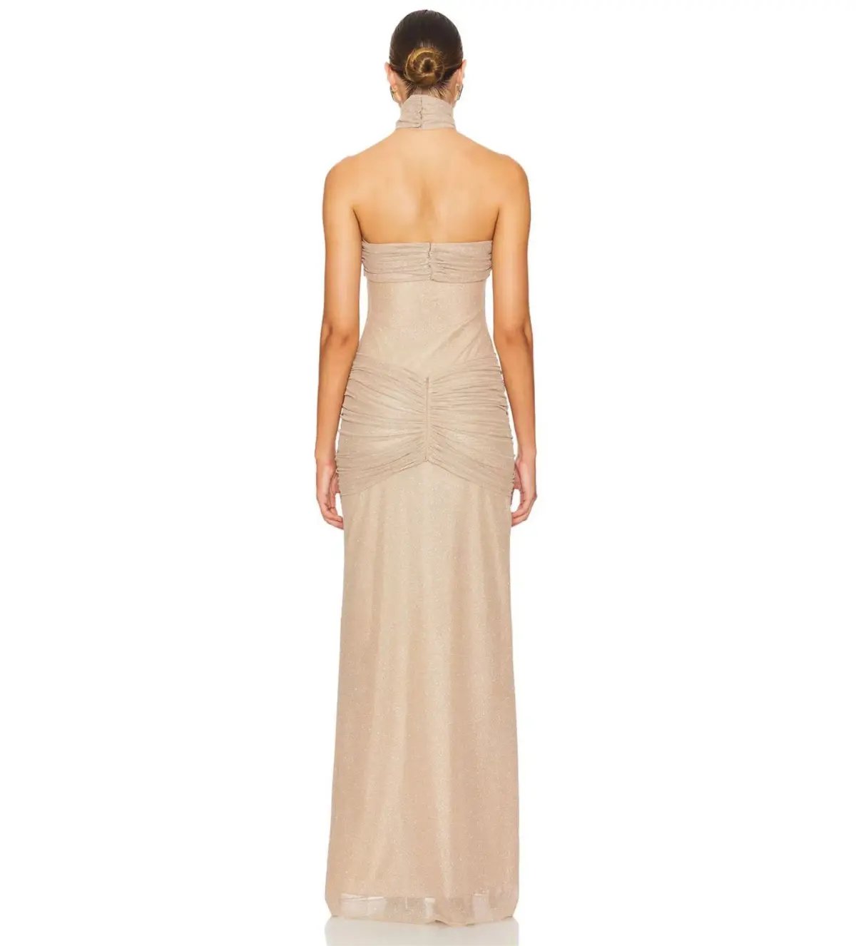 Mirror Palais The Starlite Glitter Mesh Maxi Dress Diamond Sand Size M/AU 10 photo 3