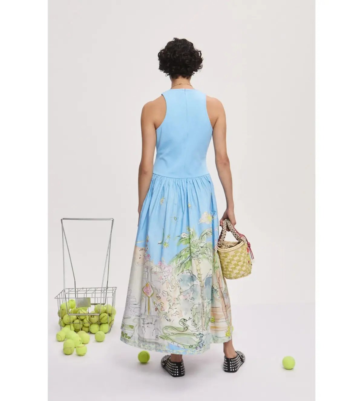 Alemais Anouk Tank Midi Dress Blue Print Size 8 photo 4