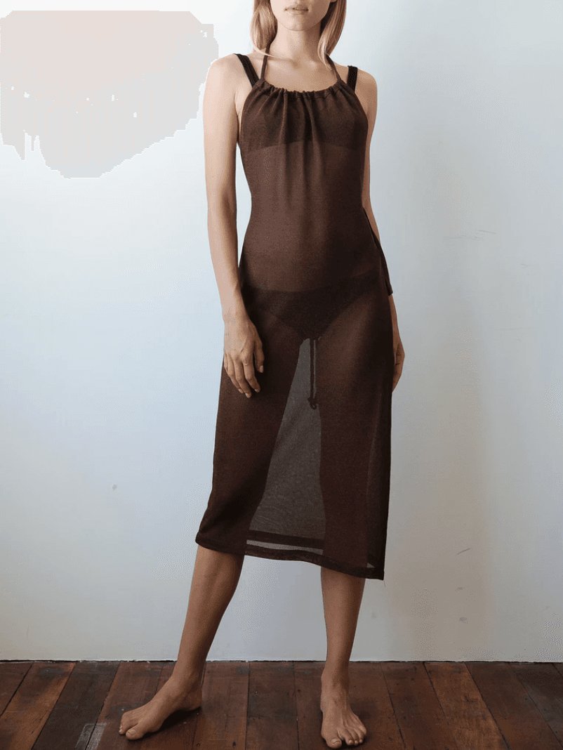 Kacey Delvin Multi Wear Temperate Midi Skirt with Single Side Split Brown Size 12 photo 4