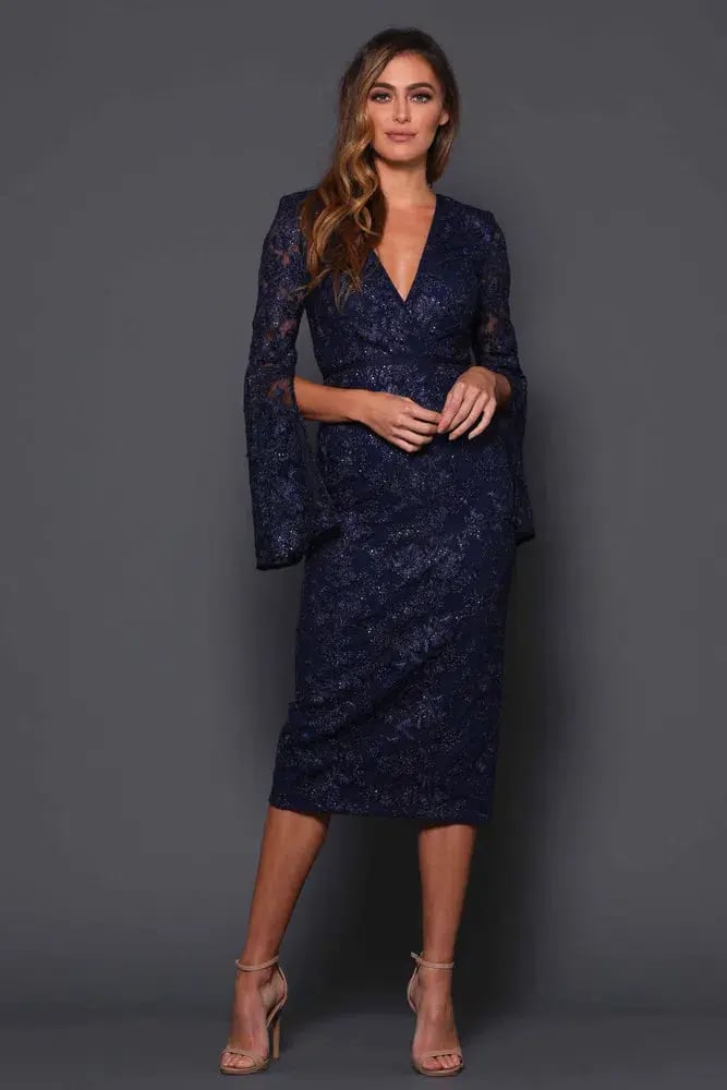 Elle Zeitoune Matisse Midi Dress Midnight Blue Size 12 photo 2