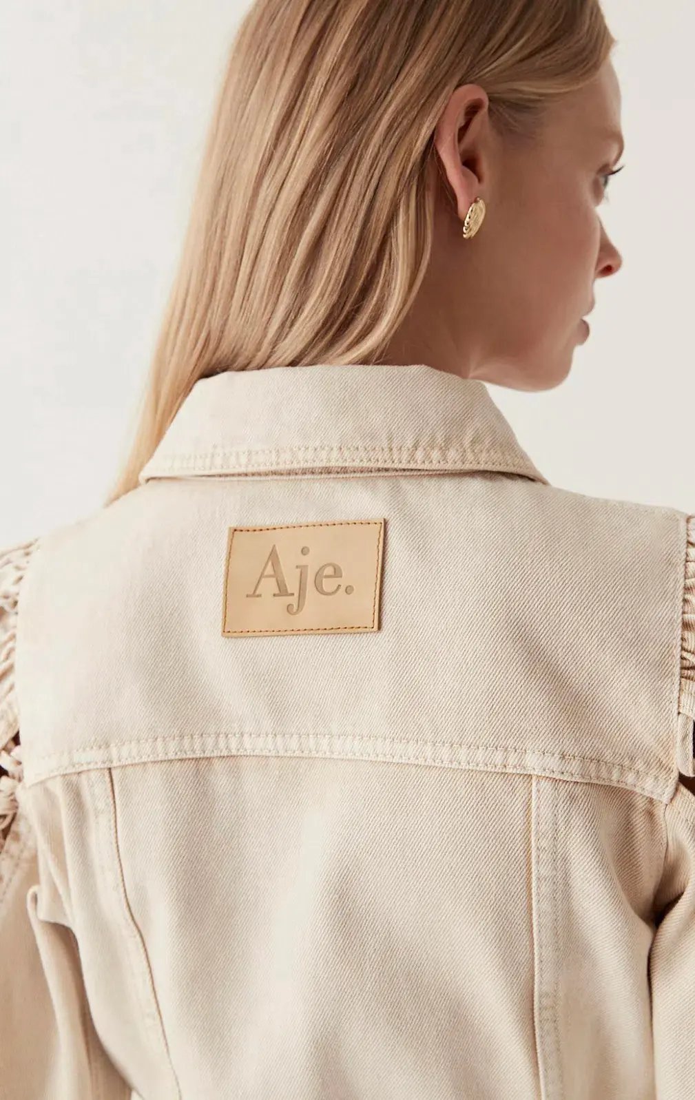 Aje Effie Braided Denim Mini Dress Beige Size 14 photo 4