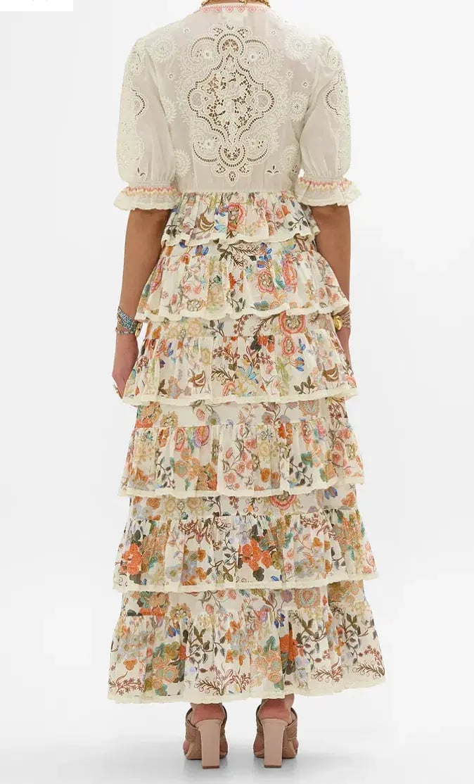 Camilla Puff Sleeve Long Dress In Honour Of Heirlooms Size S (10) photo 2
