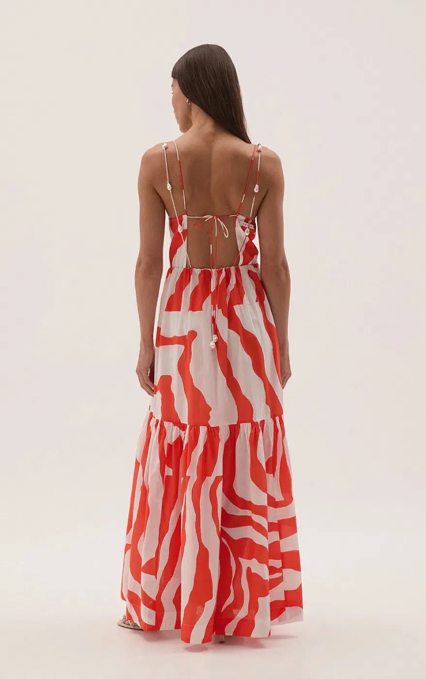 Aje Studios Marley Tiered Maxi Dress Coral Zebra Size AU 14 photo 3