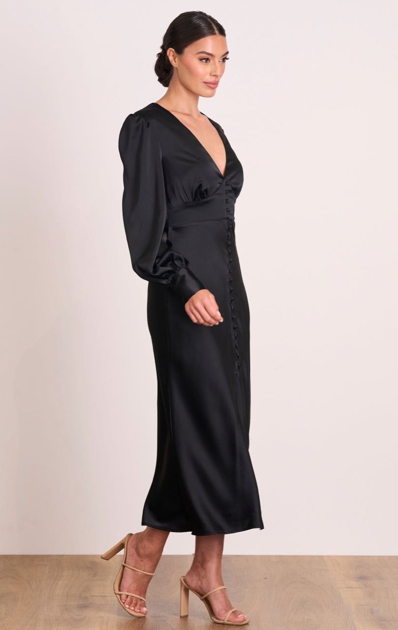 PASDUCHAS ILLUMINATE BUTTON MIDI DRESS - BLACK photo 2
