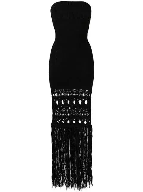 Christopher Esber Strapless Fringe Dress Black Size 8 photo 3