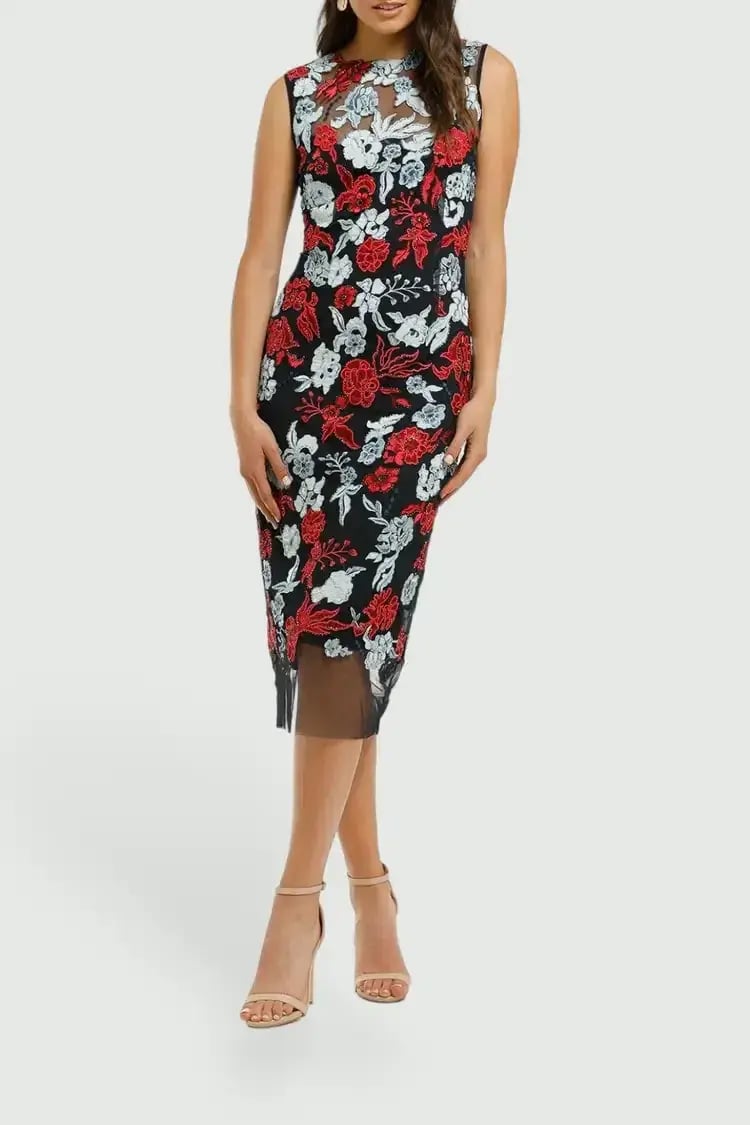 Moss and Spy Primrose Shift Dress in Navy and Red Size 10 photo 2