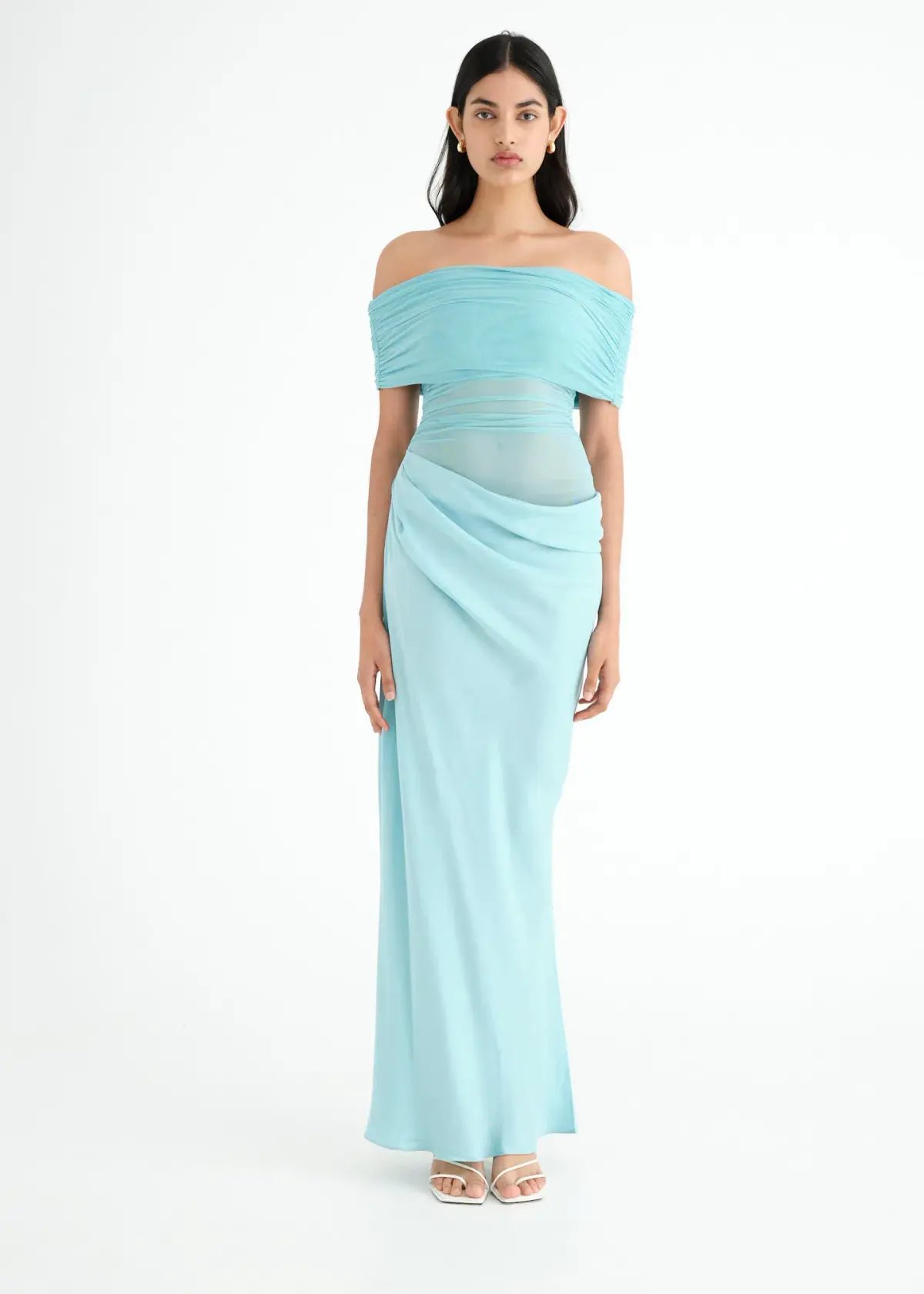 Benni Nico Off Shoulder Maxi Dress Aquamarine Size 8 photo 2