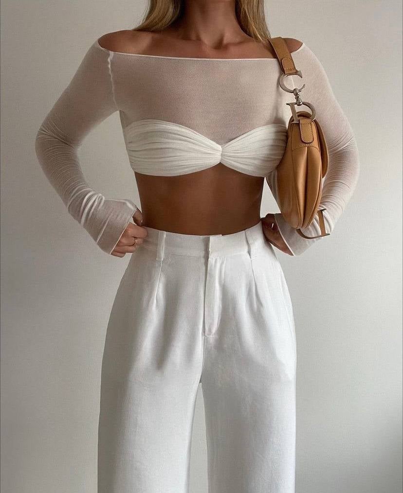 Orseund Iris La Sirena Crop Top in Milk White photo 2