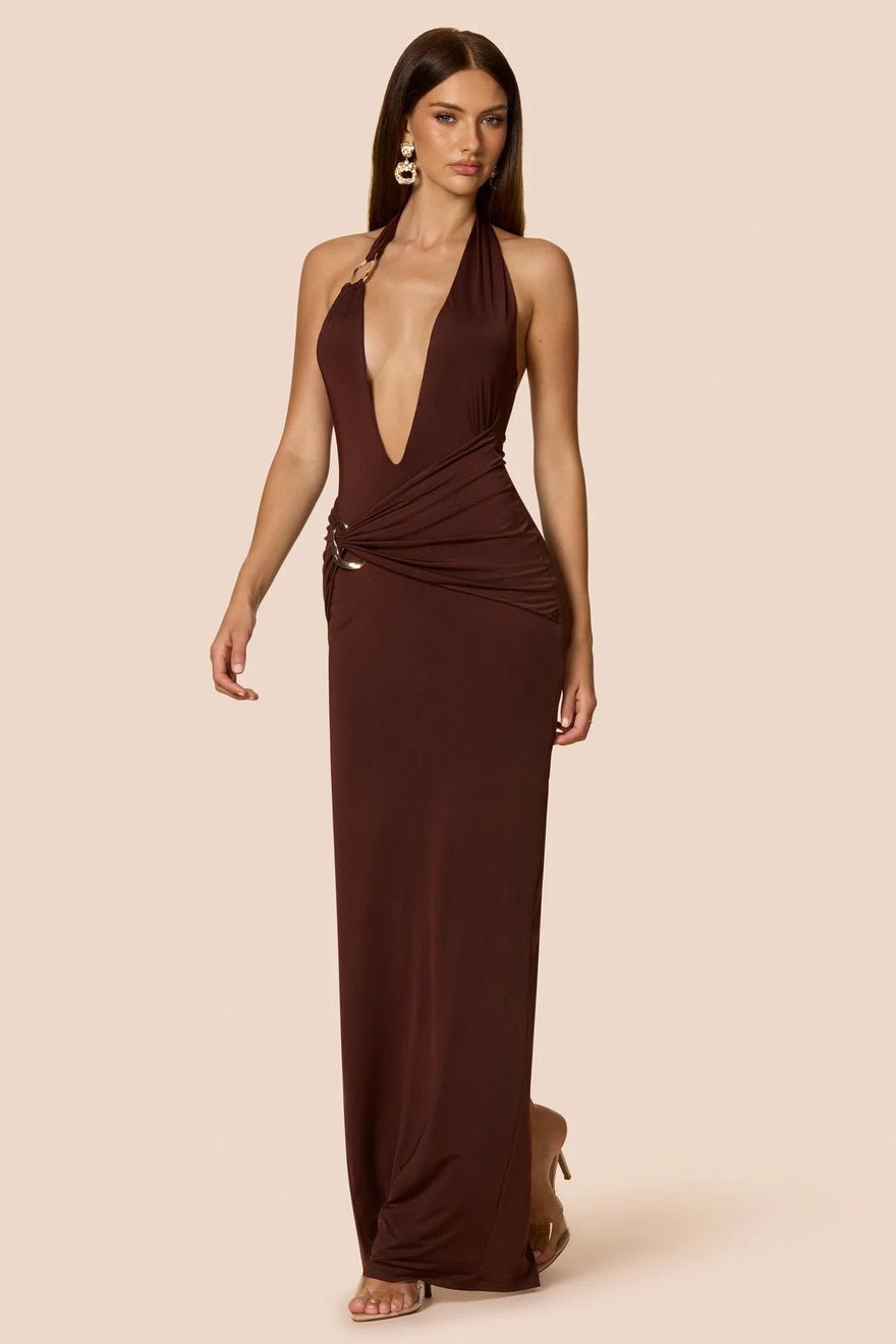 Nookie Leonie Halter Maxi Dress - Cocoa photo 2