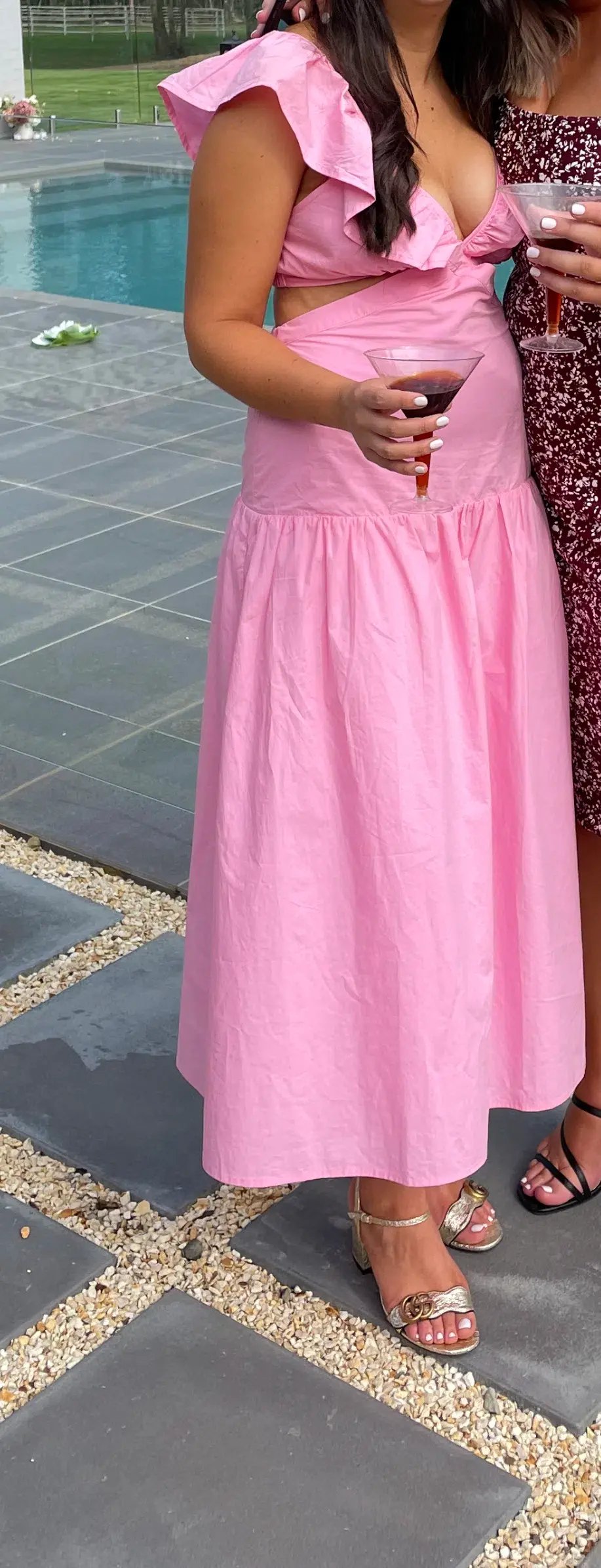 Suboo Rosanna Cut-Out Ruffle Maxi Dress Pink Size 10 photo 4
