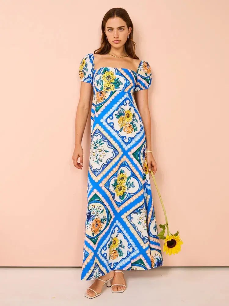 By Nicola Mariposa Puff Sleeve Maxi Dress in Azure Floral Size 8 photo 4