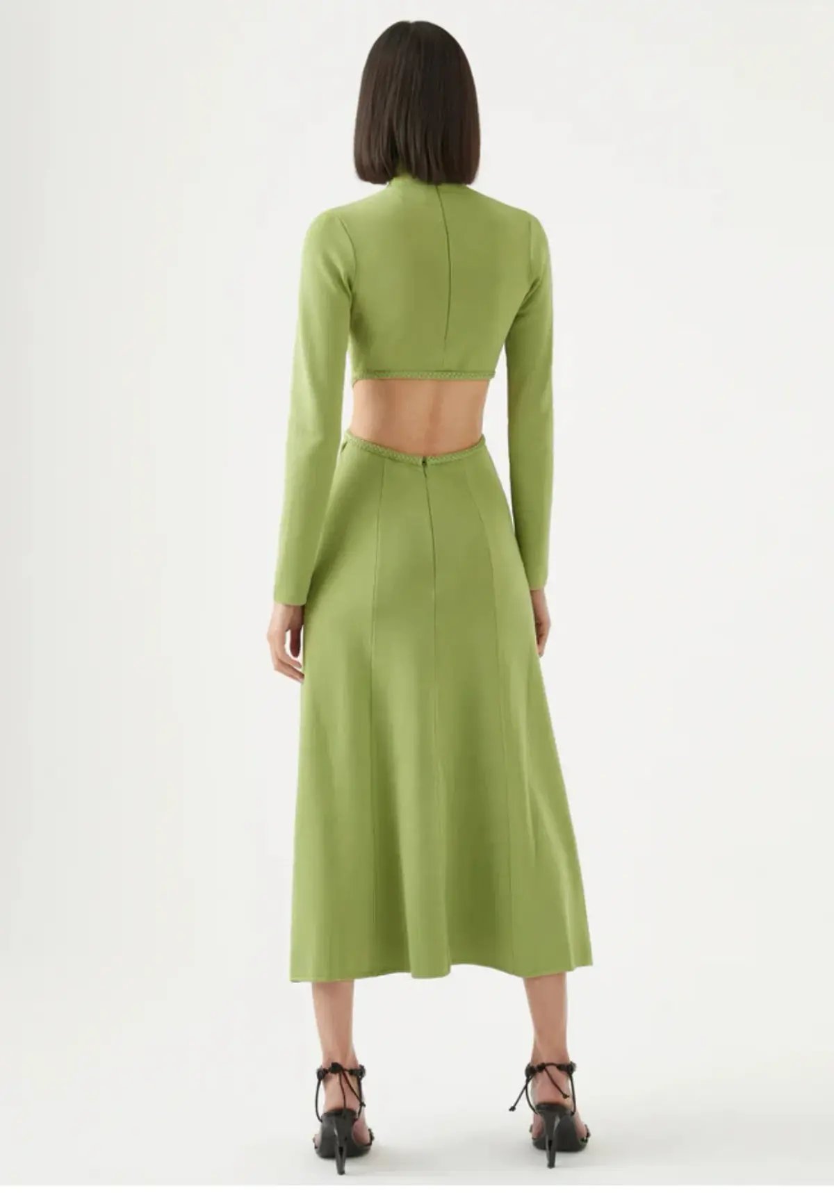 Aje Amelie Braided Cut Out Knit Dress Green Size S/AU 8 photo 2