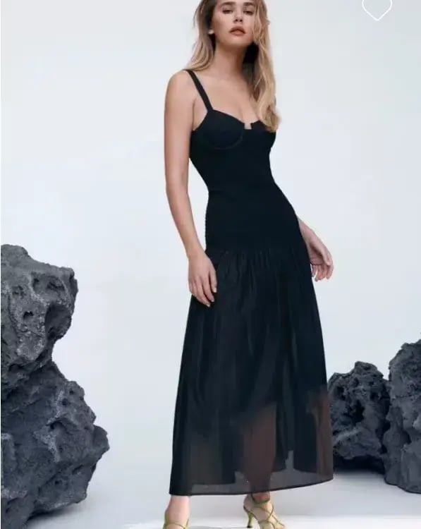 Scanlan Theodore Cotton Bralette Midi Dress Black Size 6 photo 5