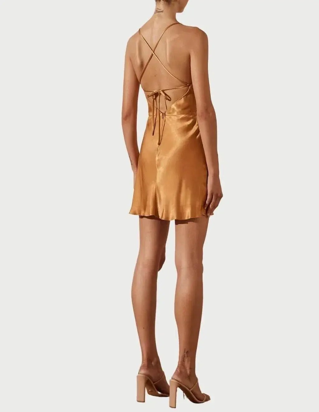 Shona Joy Alma Asymmetric Bias Cowl Midi Dress Tumeric Size 6 photo 2