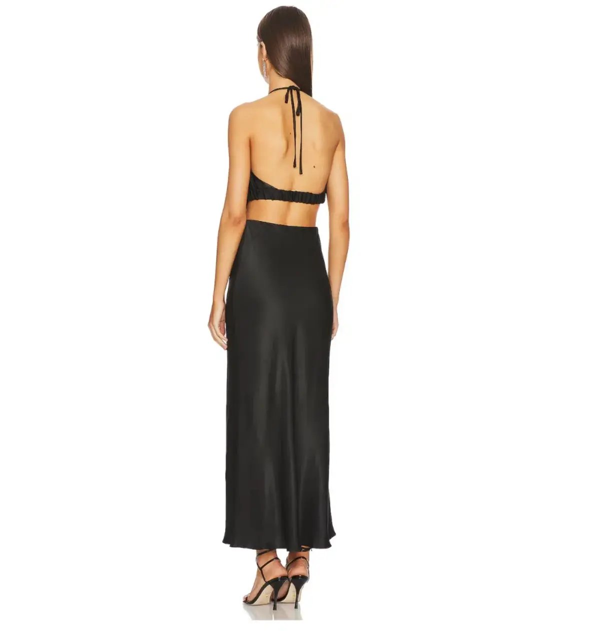 Shona Joy Angelica Ruched Open Back Midi Dress in Black Size 10 photo 3