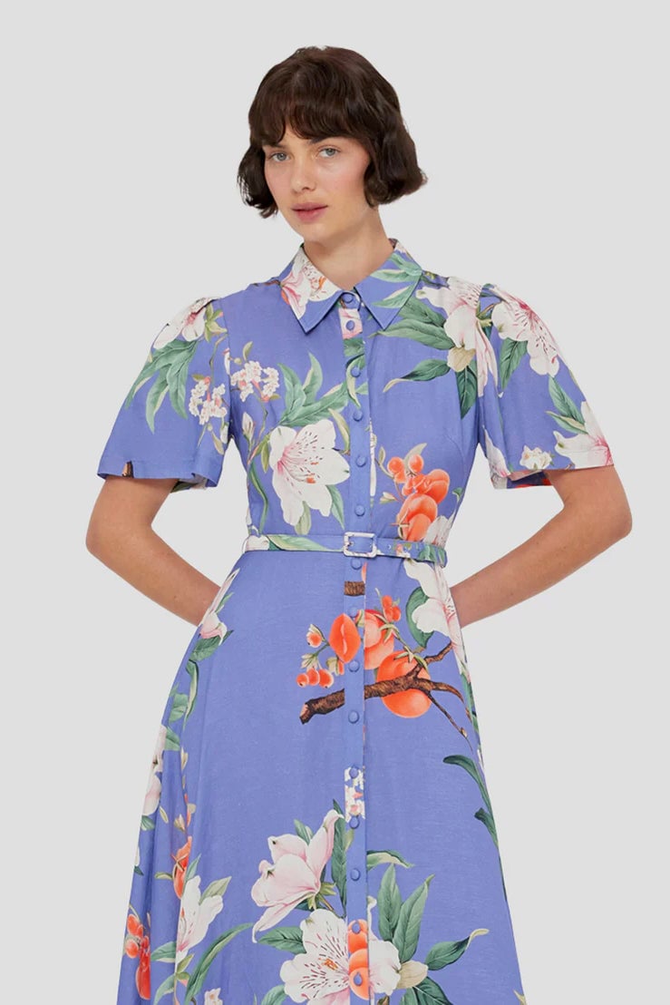 Leo Lin Becca Short Sleeve Midi Dress - Lavish Print in Moonlight photo 2