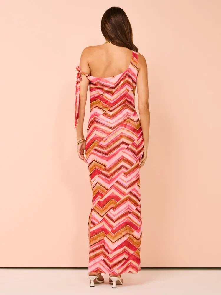 Issy Panelled Maxi Dress In Chevron Print Size AU 6 photo 3