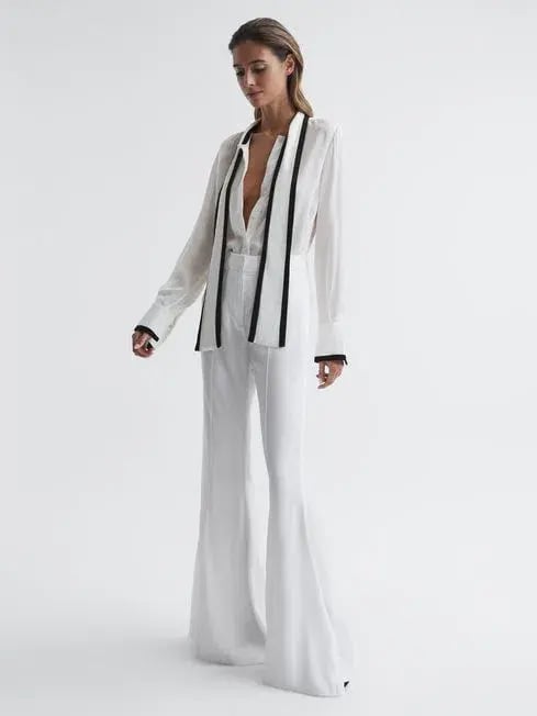 Reiss Calli Tuxedo Blouse In Ivory In Size 10 photo 2