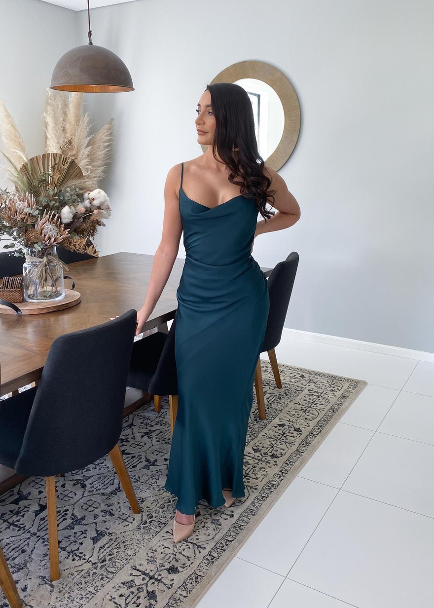 Shona Joy Luxe Bias Cowl Slip Dress (Emerald) photo 4