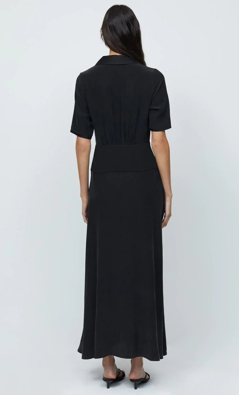 Bec & Bridge Helena Silk Short Sleeve Maxi Dress Black Size 10 photo 4