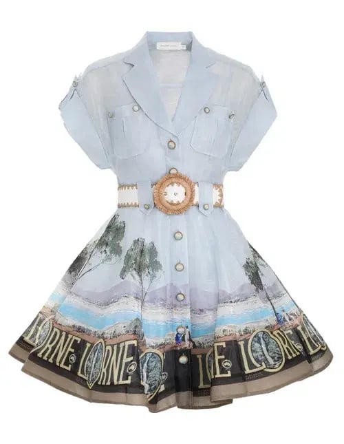 Zimmermann The Postcard Shirt Mini Dress in Lorne Print Size 0 / AU 8 photo 4