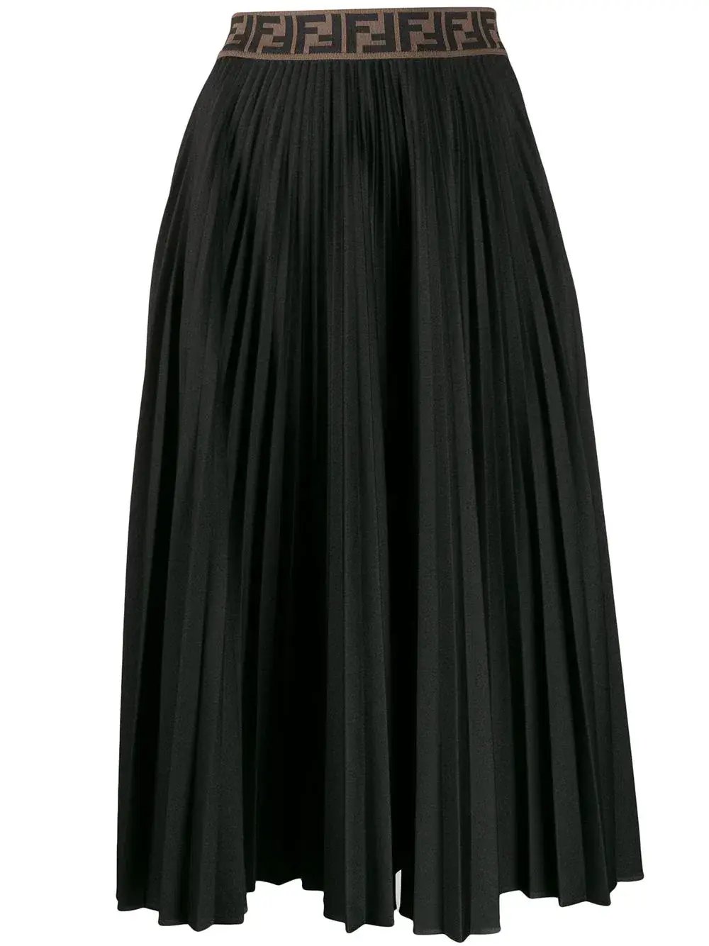 Fendi FF Pleated Skirt Black Size 8 photo 3