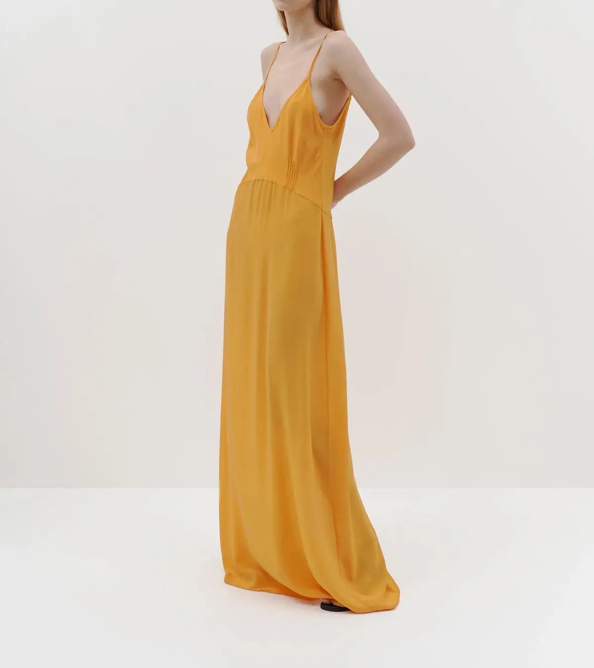 Bassike Silk Longerline Slip Dress in Tangerine Size 00 / Au 6 photo 4