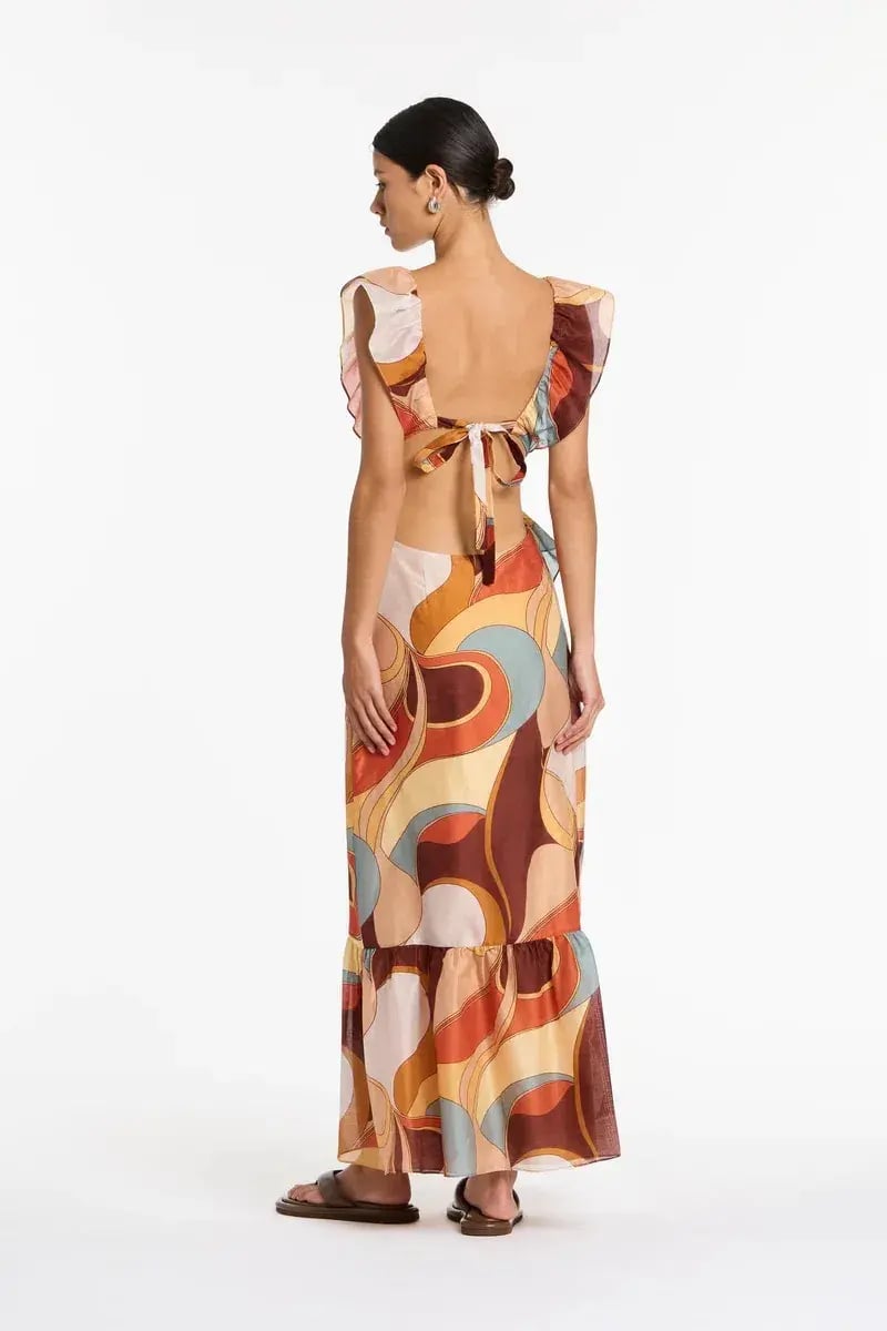 Sir The Label Vista Frill Midi Dress in Vista Print Size 1 (AUS 8) photo 4