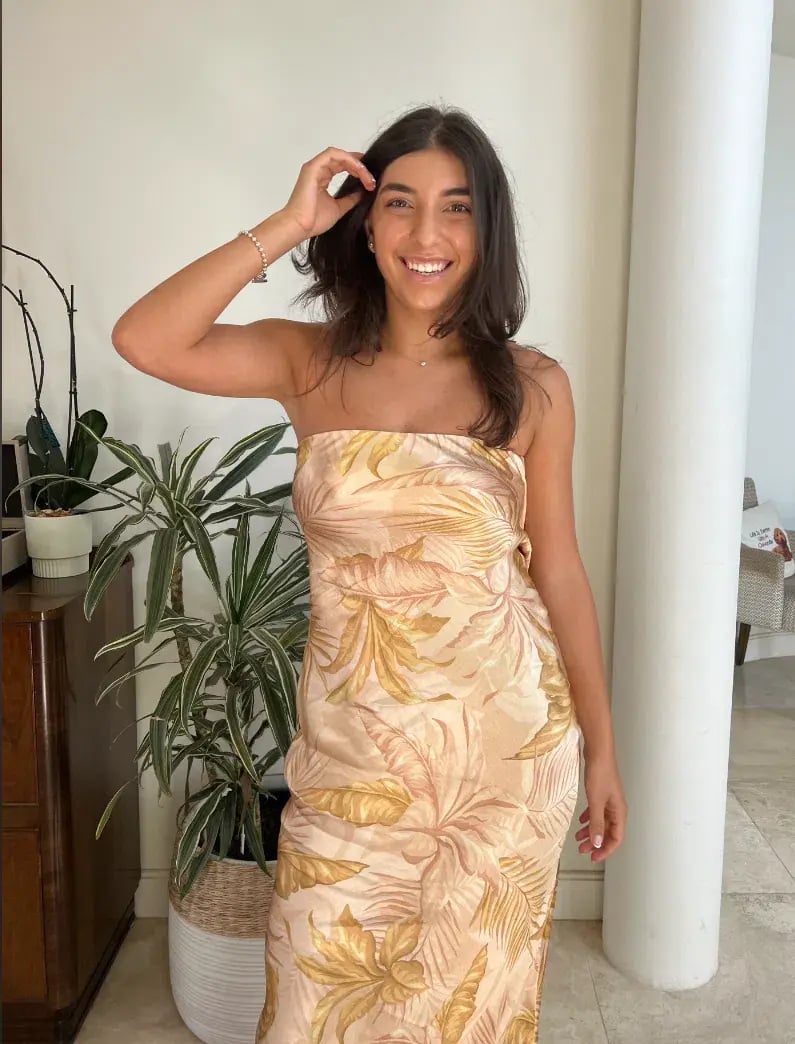 Bec & Bridge Dusty Palms Strapless Maxi Dress Print Size AU 8 photo 4