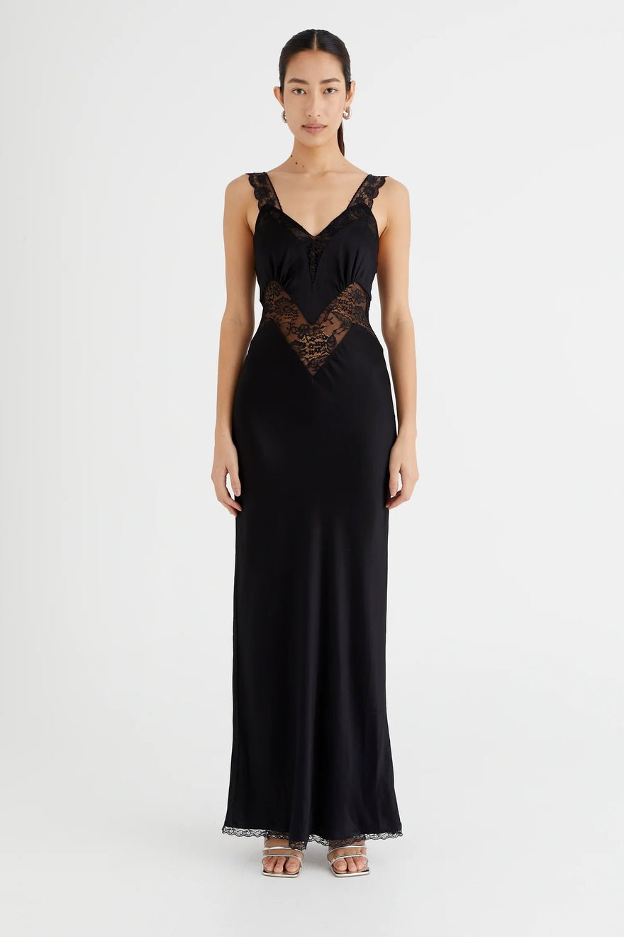 Benni Robbie Satin Slip Dress - Black photo 4