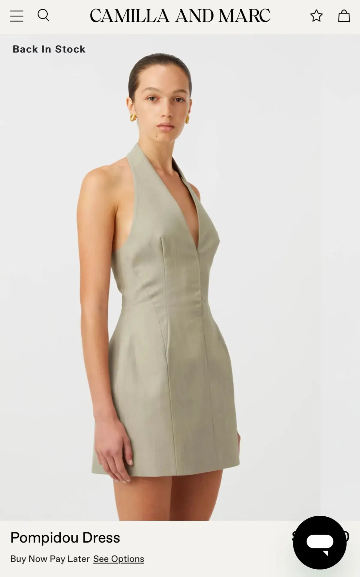 Pompidou Halter Neck Mini Dress in light brown photo 2