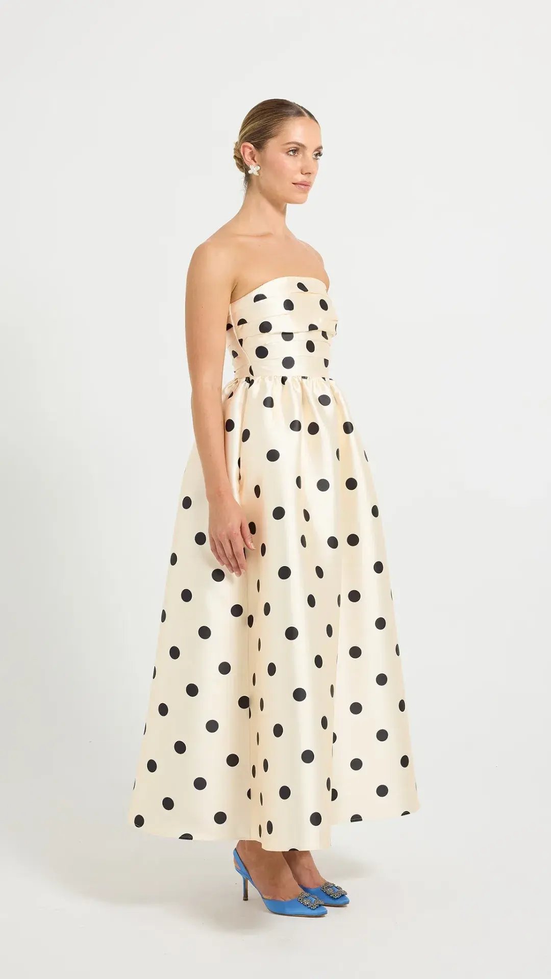 Pasduchas Dottie Strapless Midi Size 8 in Cream/Black photo 2