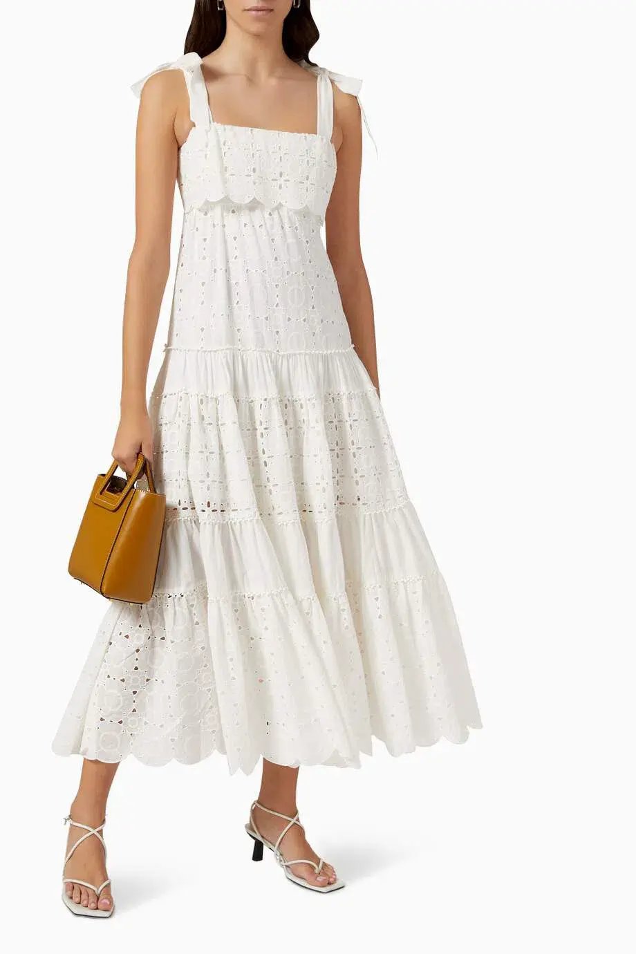 Alemais Evie Panelled Tie Midi Maxi Dress White Size 6 photo 3