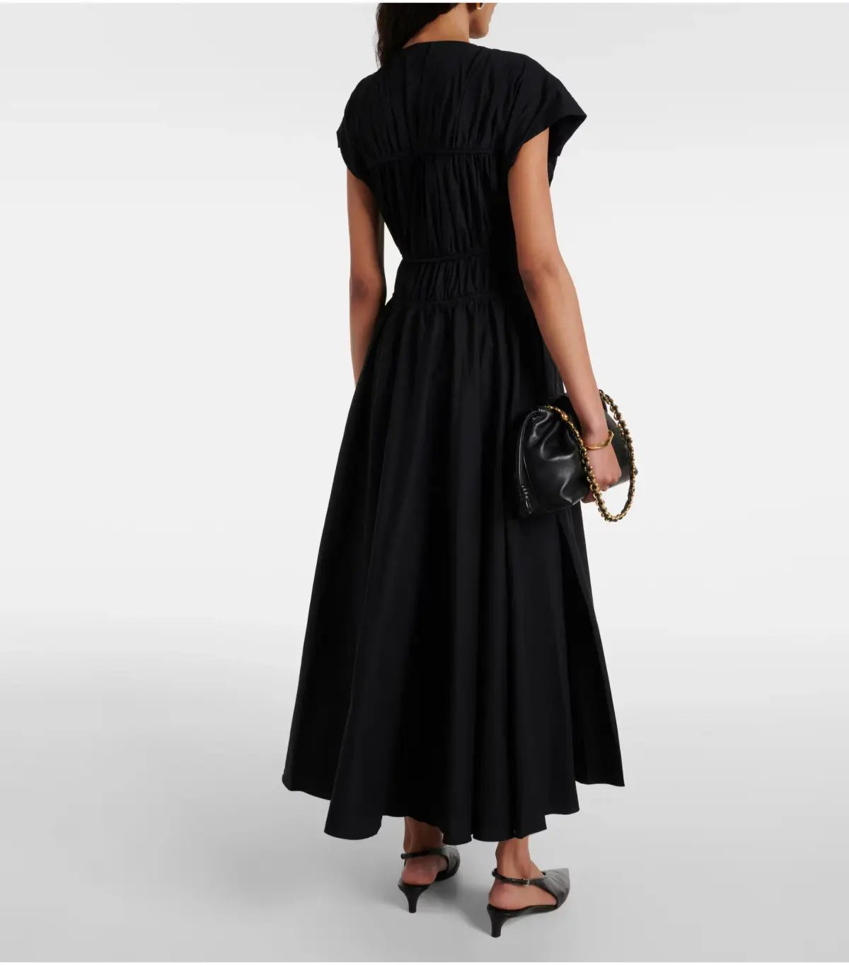 Tove Ceres Gathered Cotton Midi Dress Black Size AU 14 photo 2