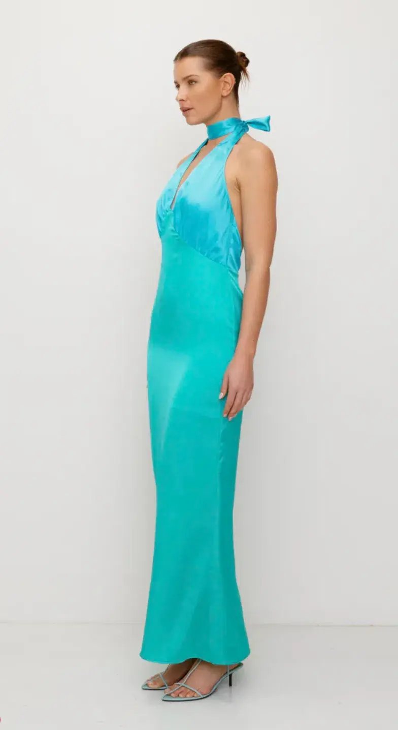 The Wolf Gang Oahu Slip Maxi Dress Aquamarine Size L/AU 12 photo 2