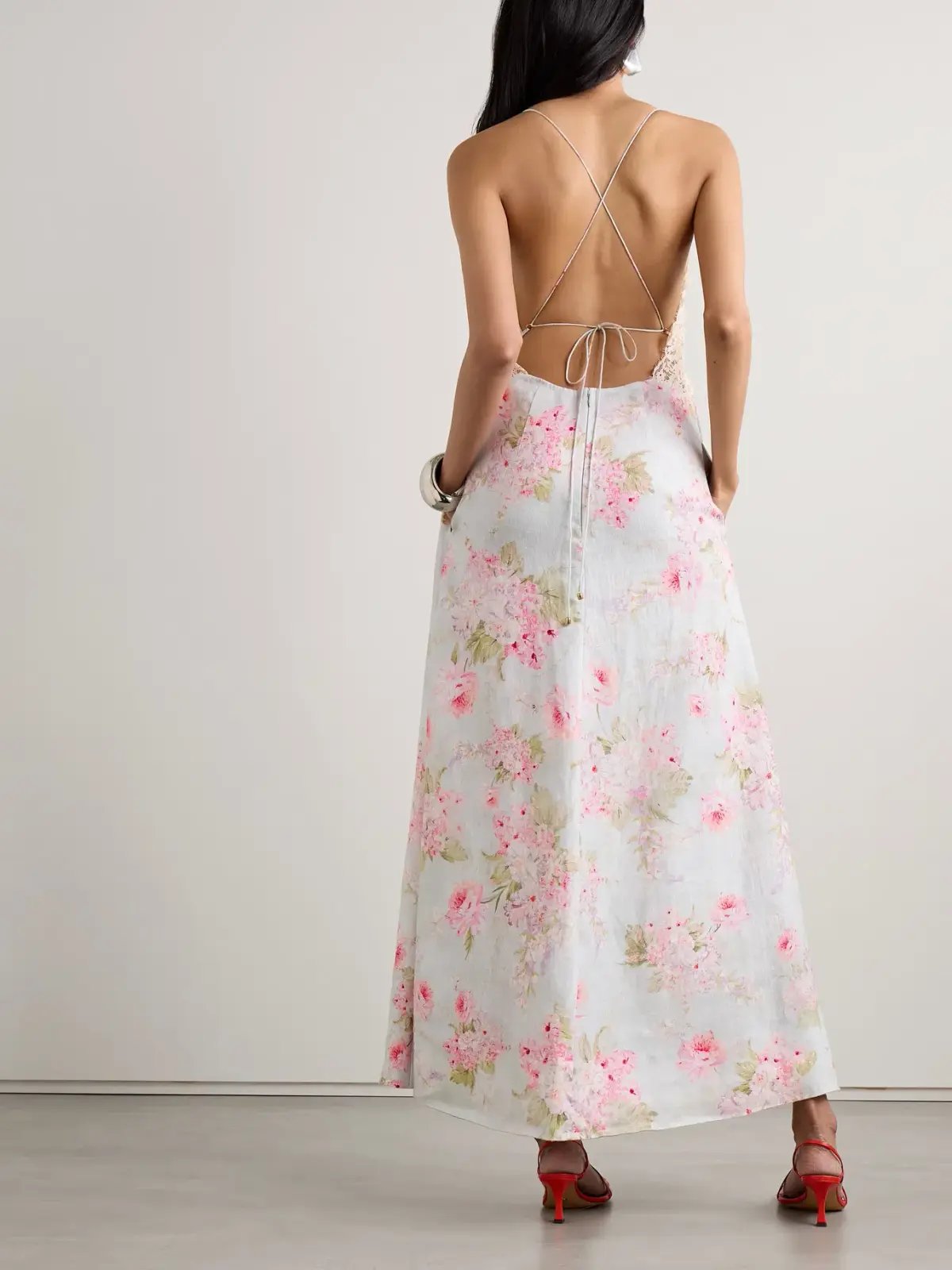Zimmermann Halliday Lace Trimmed Maxi Dress Floral Print Size 2 AU 12 photo 2