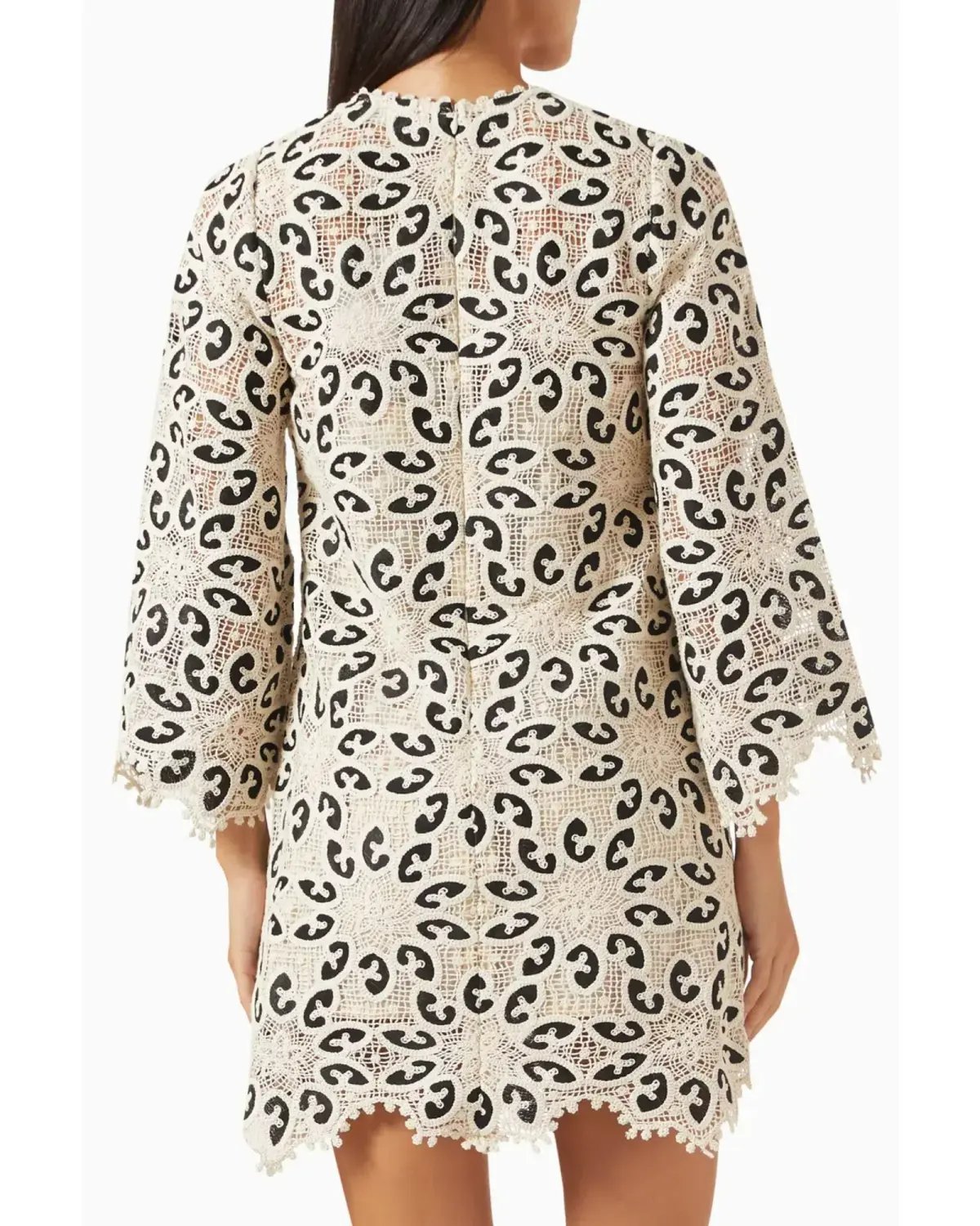 Zimmermann Ottie Lace Mini Dress in Cream/Black Size 0 / AU 8 photo 3