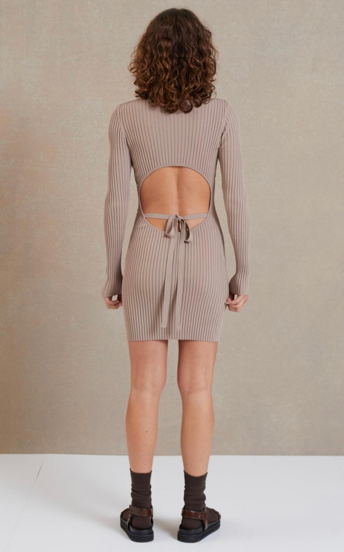 Bec & Bridge Lyla Knit Long Sleeve Mini Dress Fawn Size 8 photo 2