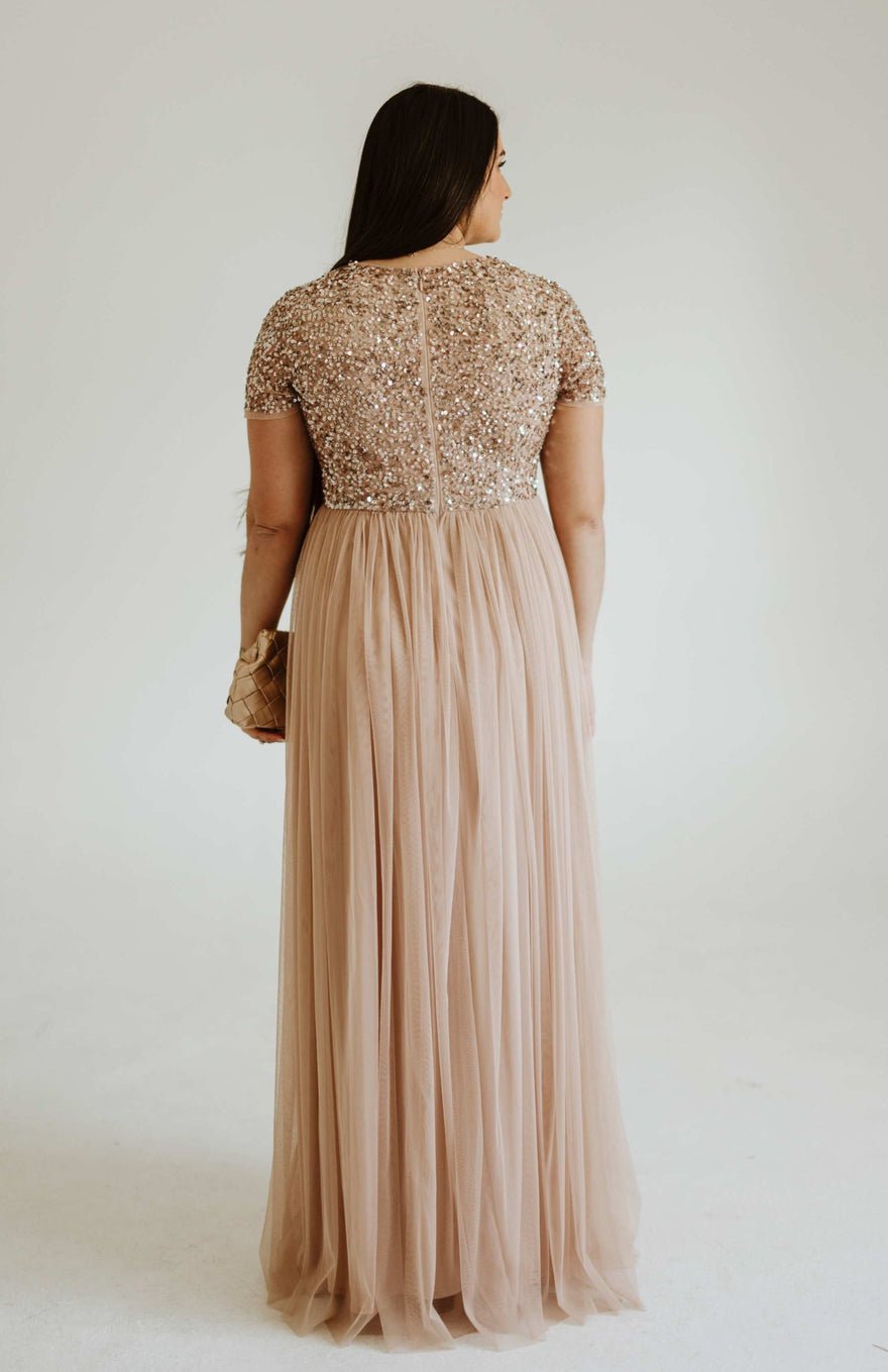 ASOS Design Maya Maternity Short Sleeve Tulle Maxi With Sequins photo 3