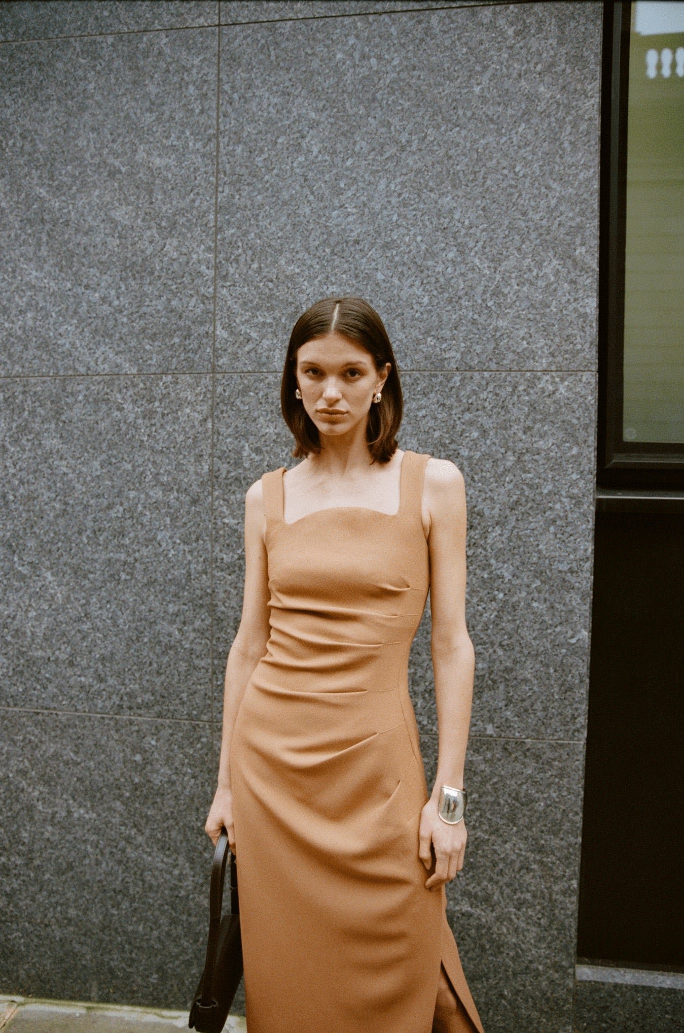 THIRD FORM ENIGMA TUCK DRESS - CAMEL photo 7