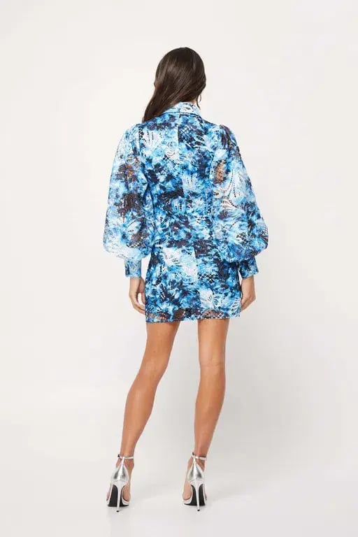 Mossman The High Rise Mini Dress Blue and white Size 8 photo 2