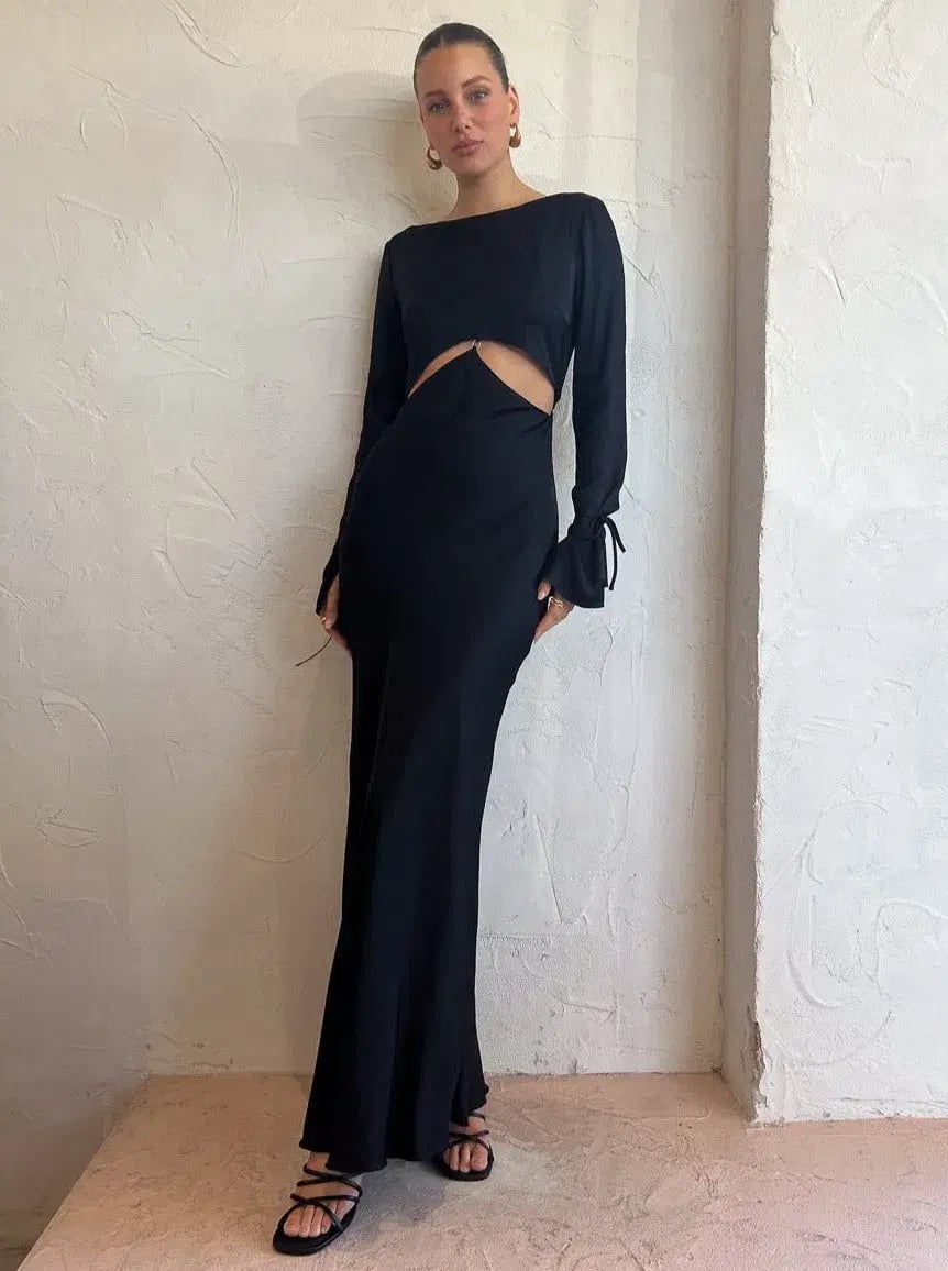 Bec & Bridge Diamond Days Long Sleeve Maxi Dress in Black Size 10 / M photo 6