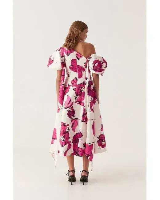 AJE Arista Tulip Sleeve Midi Dress Falling Floral Size 10 photo 4