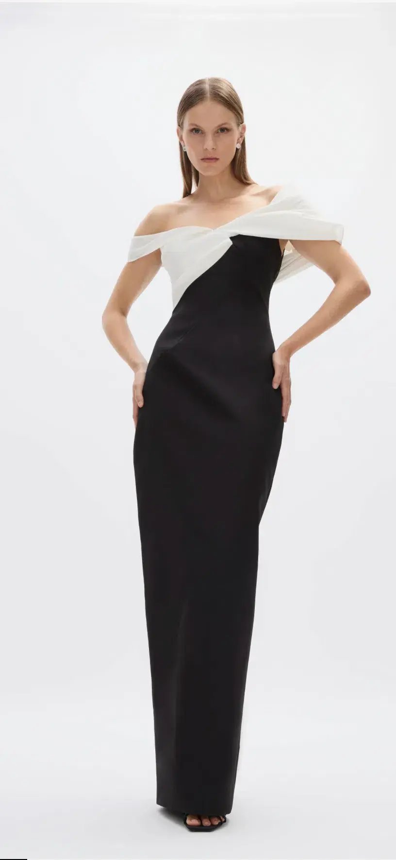 Rachel Gilbert Delilah Gown Black/White Size 8 photo 3